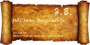 Hübner Bozsidár névjegykártya